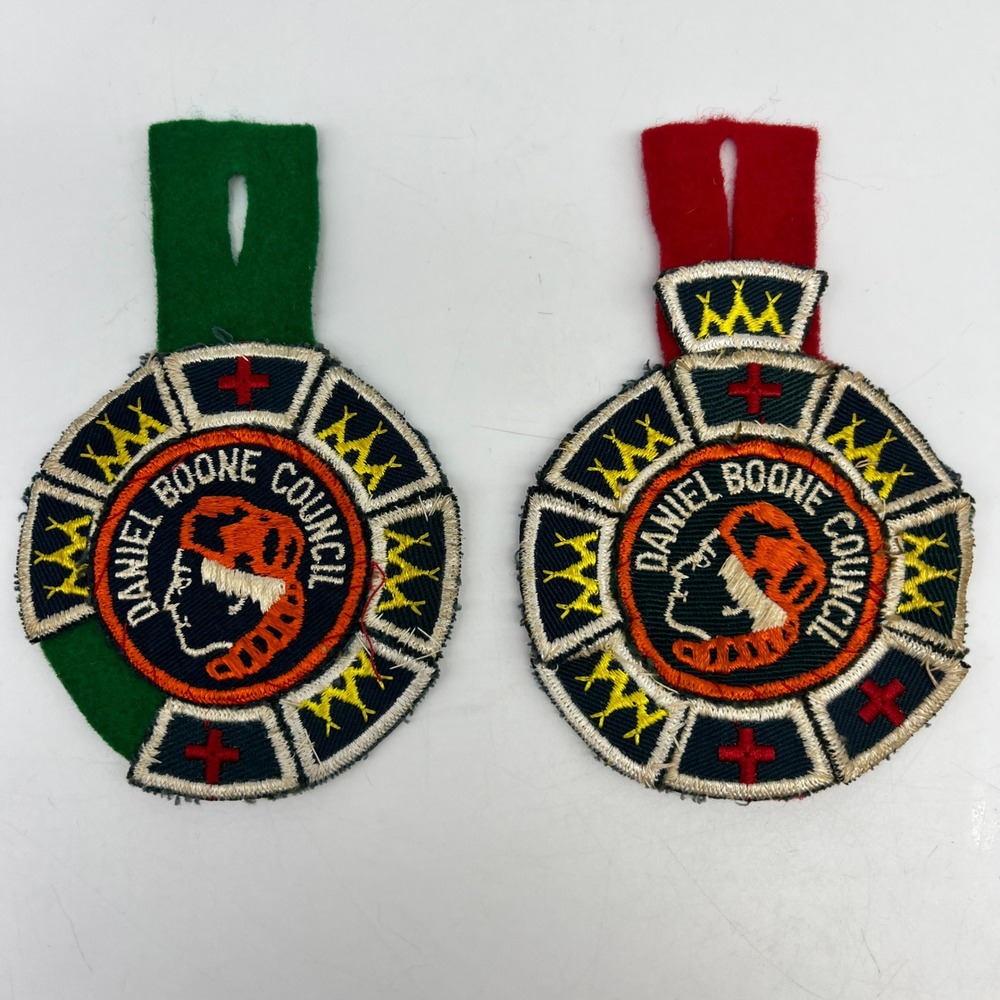 Vtg Daniel Boone Council Boy Scouts BSA Patches Red Green Felt Set 3in 1960s